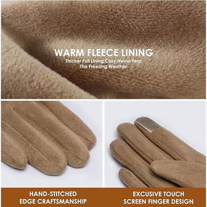Gants de conduite en cuir pour hommes avec doublure en polaire thermique et design compatible avec les écrans tactiles pour les trajets hivernaux - Product Image 5