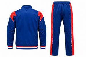 ชุดวอร์มสีน้ำเงินรอยัลแบบกำหนดเองสำหรับผู้ชาย เสื้อแจ็คเก็ตแบบซิปเต็มตัว กางเกงขายาว ชุดลำลองสองชิ้น ชุดออกกำลังกายสีแดงตัดกันแบบซับลิเมชั่น - Product Image 4