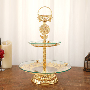 Gold <strong>Cake</strong> Plate <strong>Stand</strong> 2 Tier <strong>Cake</strong> Tools Wedding Glass <strong>Cake</strong> <strong>Stand</strong> <strong>Set</strong> Wholesale - Product Image 1