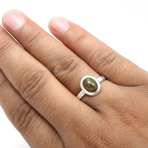 Solid 925 Sterling Silver Eternity Wedding <b>Ring</b> Classic Bohemian Design Black <b>Opal</b> Stone Gemstone Bezel Set <b>Ring</b> For Daily-wear - Product Image 3