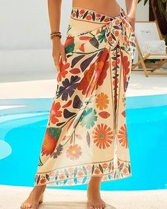 Pareo de playa de gasa transparente para mujer con lazo en la cintura, tipo sarong para bikini - Product Image 3
