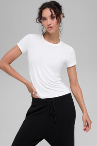 T-shirt court pour femme à manches courtes, col rond, respirant, décontracté, streetwear, tendance, haut d'été - Product Image 2