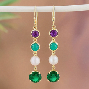 Piedra diseño único flor compromiso boda Día de San Valentín joyería fina pendiente al por mayor pendientes de gota de moda a granel - Product Image 2