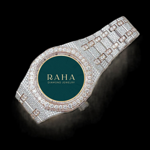 Reloj de Cuarzo RAHA de Lujo con Moissanita, Caja Redonda de 42 mm, Cristal de Zafiro, Movimiento Analógico, Correa de Acero Inoxidable de 20 mm, Números Romanos - Product Image 4