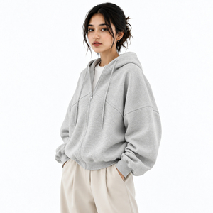 Women Zip Up <b>Hoodie</b> Featuring High Quality Cotton Blend Fabric Comfortable Fit Breathable Feel Durable <b>Stitching</b> Casual Design - Product Image 5