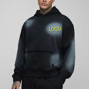 Sudaderas con Capucha de Primera Calidad para Hombre, Tallas Grandes, Bordadas, con Efecto Desgastado por el Sol, Hombros Caídos, Lisas, Personalizables, 100% Algodón, OEM ODM - Product Image 1