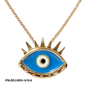 Collier pendentif œil chrétien en laiton fait main, résistant au ternissement, émail bleu, protection, bijoux minimalistes pour fiançailles et usage quotidien - Product Image 2