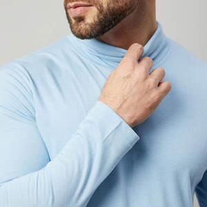 Nouveaux T-shirts Homme Col Roulé 100% Coton Tricoté Personnalisables Coupe Droite Respirants Style Urbain Tendance - Product Image 6