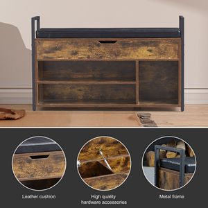 39 \ "rustico portascarpe in legno marrone per riporre scarpe portascarpe portascarpe aperto a 2 livelli per cuscino d'ingresso camera da letto - Product Image 3