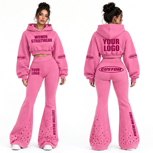 Conjunto Deportivo de Dos Piezas para Mujer, Estampado Waffle, Sudadera con Capucha de Manga Larga, Pantalón Ajustado, Estilo Casual Urbano - Product Image 3