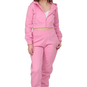 Conjunto de Sudadera Corta Verde Oliva para Mujer con Pantalones a Juego, Sudadera con Cierre y Manga Larga de Color Sólido, Transpirable, para Otoño - Product Image 4