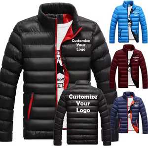 Veste matelassée slim pour homme, couleur unie, col montant, fermeture éclair, coupe-vent, hiver, décontractée, 100% polyester - Product Image 6