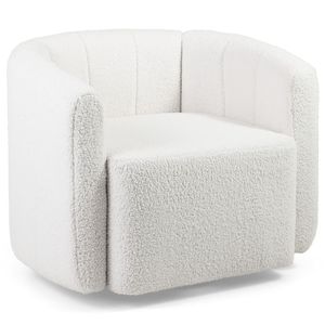 Fauteuil d'appoint moderne en sherpa pour salon, rembourré avec dossier et accoudoirs incurvés - Product Image 2