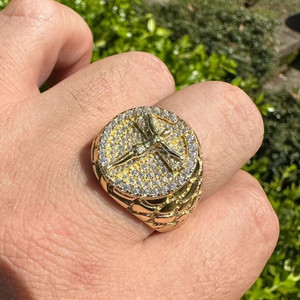 แหวนฮิปฮอปทรงกลมประดับมอสซาไนต์และเพชร ดีไซน์วงกลมแบบ Iced Out พร้อมเครื่องประดับสีทองสุดหรู - Product Image 2