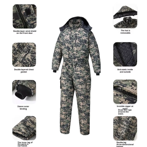 Combinaison de travail d'hiver bleu marine pour homme avec capuche et bandes réfléchissantes en polyester pour la protection contre le froid - Product Image 6