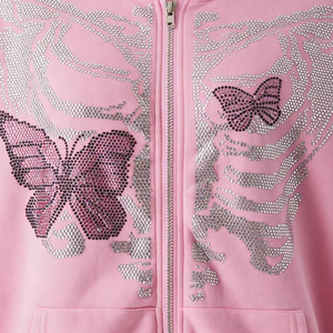 Sudadera con Capucha Personalizable para Mujer, Invierno, Transpirable, Tejida, Casual, Antiarrugas, Antibolitas, Ecológica, con Estampado de Pedrería en la Parte Delantera - Product Image 5