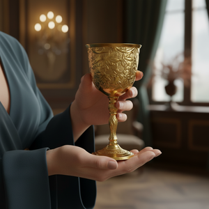 Premium Brass Goblet Chalice | Handmade Royal Decorative <b>Cup</b> | Antique Medieval Style Table Decor | Luxury Serving Gift Use - Product Image 1