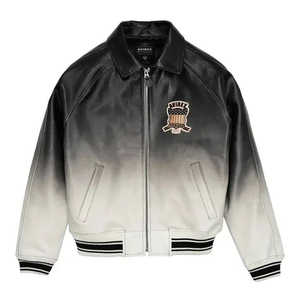 Chaqueta Bomber de Invierno para Hombre Avirex, Estilo Urbano, con Mangas de Cuero Genuino, Logotipo Bordado en la Parte Delantera, Cuello Camisero, Resistente al Viento - Product Image 3