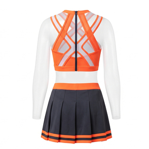En gros, Tenue de cheerleading All Star imprimée par transfert thermique, avec strass personnalisés et jupe de danse scintillante, modèle avant - Product Image 2