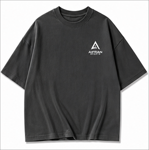 T-shirt noir surdimensionné pour homme, 100% coton, col rond, manches courtes, tricoté, tee-shirt uni, streetwear décontracté, écologique, logo personnalisé - Product Image 5