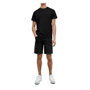 Pantalones Cortos Bermuda de Algodón Lavado de Color Sólido para Hombre, Cintura Media, Cierre de Botones, Estilo Casual, Gris - Product Image 2