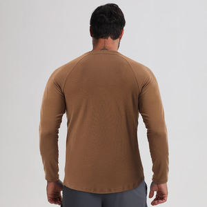 Camiseta de Manga Larga para Hombre, Cuello Redondo, Corte Regular, Color Sólido, Informal, de Algodón Tejido Transpirable - Product Image 5