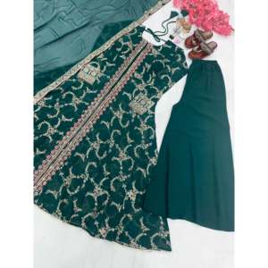 Ensemble fantaisie pour femmes pour les fêtes Robe de soirée Dupatta Plazzo-Look de tenue de soirée - Product Image 2