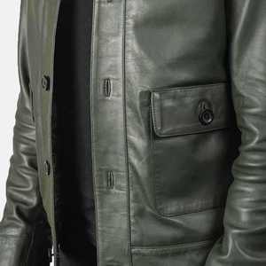 ARZINEN INDUSTRY TA-BJ-01 <b>Genuine</b> Cow Skin <b>Leather</b> Canvas Embossed Quilted Heated Breathable Polyester Lining Winter <b>Jacket</b> <b>Men</b> - Product Image 5
