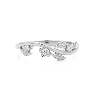 Manufacturing Round Lab Diamond 18K Solid Gold <b>Proposal</b> <b>Ring</b> Wedding Bridal <b>Ring</b> Minimalist Leaf & Flower Designer Curved <b>Ring</b> - Product Image 3