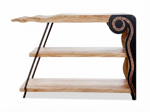 Solid Wood <b>Sideboard</b> Console Table Natural Finish Storage Rack <b>Metal</b> Accent Cabinet for Living Room Hotel - Product Image 2