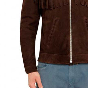 Men's Luxury Genuine <b>Suede</b> Leather Fringe Winter <b>Jacket</b> Plain Dyed Style Durable Construction Custom Sizes OEM Branding - Product Image 3