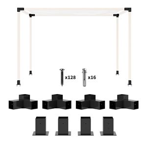 Kit Pergola in Legno da 8 Pezzi con Staffe Angolari a 3 e 4 Vie per Legname 4x4 (Misure Reali 3.6x3.6), Telaio in Lega Resistente - Product Image 1