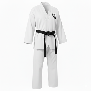 ชุดยูนิฟอร์มเทควันโดผ้าโพลีคอตตอน 65/35 ระบายอากาศได้ดี น้ำหนักเบา สวมใส่สบาย ทนทาน พร้อมโลโก้สั่งทำได้ - Product Image 1
