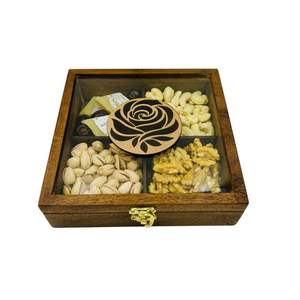 Boîte de rangement élégante en bois et acrylique pour fruits secs, idéale pour la décoration festive - Product Image 2