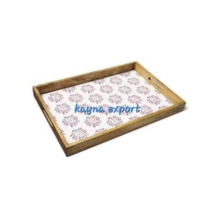 Plateau de service en bois de manguier, finition émaillée imprimée, plateau de service pour hôtels et restaurants, fournitures de plateau en bois, plateaux rectangulaires - Product Image 2