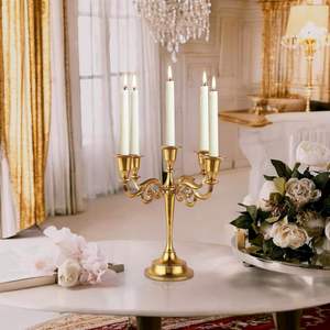 Ensemble élégant de porte-bougie et de pot à bougie dorés, ornement décoratif pour la table de la maison, pour mariage, Pâques, Saint-Valentin, à prix avantageux - Product Image 5