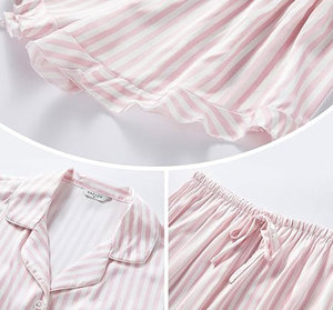 Pijamas de Seda Satinada para Mujer, 2 Piezas, Cuello de Solapa, Ropa de Dormir con Botones, Manga Corta, Pantalones Cortos, Conjunto de Lencería - Product Image 2