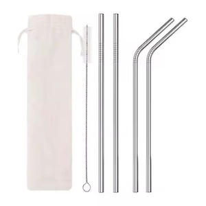 Metal <b>Drinking</b> <b>Straws</b> Set with Cleaning Brush Rose Gold Straight and Bent Styles <b>for</b> Bar Accessories - Product Image 6