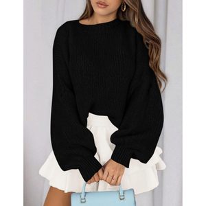 Suéteres Personalizados de Moda Otoño Invierno 2025 para Mujer, Tops Holgados de Punto Grueso, Manga Larga, Cuello Redondo, Patrón Azteca - Product Image 5