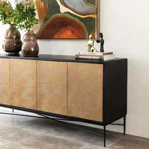 Four Door Solid Wood <b>Sideboard</b> Cabinet with Spacious <b>Storage</b> Compartments for Bedroom Kitchen Dining Space and Modern Homes - Product Image 5