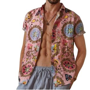 Chemise hawaïenne légère en popeline pour homme, motif floral tropical, décontractée, pour les vacances d'été - Product Image 1
