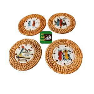 HANDMADE RATTAN AND PEARL INLAY COASTER FROM VIETNAM WHOLESALE <b>CHEAP</b> PRICE RATTAN COASTER HANDMADE HOME DECORATION - Product Image 2