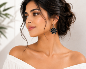 Hot Selling Antique Silver Plated Brass <b>Turquoise</b> Black Onyx Bezel Setting Bohemian <b>Stud</b> <b>Earrings</b> Women Party Gift Wholesale - Product Image 4