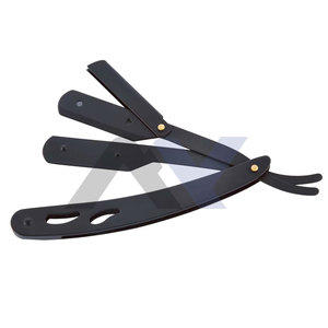 Navaja de Barbero Recta para Hombre, Kit de Navaja de Una Sola Hoja Premium, Acero Inoxidable, Elección del Barbero, Negro Elegante - Product Image 1