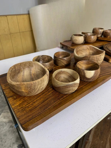 Ensemble de bols en bois faits à la main, écologiques, en bois massif sculpté, de qualité supérieure, pour salades, soupes, riz, en-cas, table à manger - Product Image 6