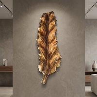 Sculpture murale en bois artisanale en forme de feuille longue, décoration botanique moderne, plaque décorative pour la maison, cadeau d'anniversaire