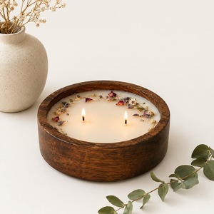 Bougeoirs et bols à bougies en bois écologiques – Design personnalisé pour la décoration de Noël à la maison - Product Image 1