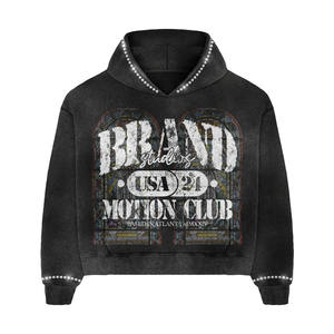 Ensemble de sweat-shirt à capuche en tricot imprimé pour homme, prix de gros, 80% coton, 20% polyester, couleur noire, ensemble deux pièces, sweat-shirt à capuche et short - Product Image 2