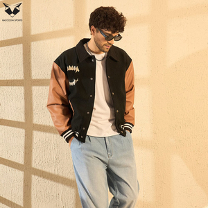 Vestes de baseball universitaires tendance pour l'extérieur, avec fermeture à boutons pression et poches, doublure en polyester, coupe classique - Product Image 2