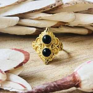 Unique Design Black Onyx Boho Silver Eye Jewelry Women 18k Gold Plated Tribal <b>Statement</b> Finger <b>Ring</b> Wholesale/OEM/ODM - Product Image 1